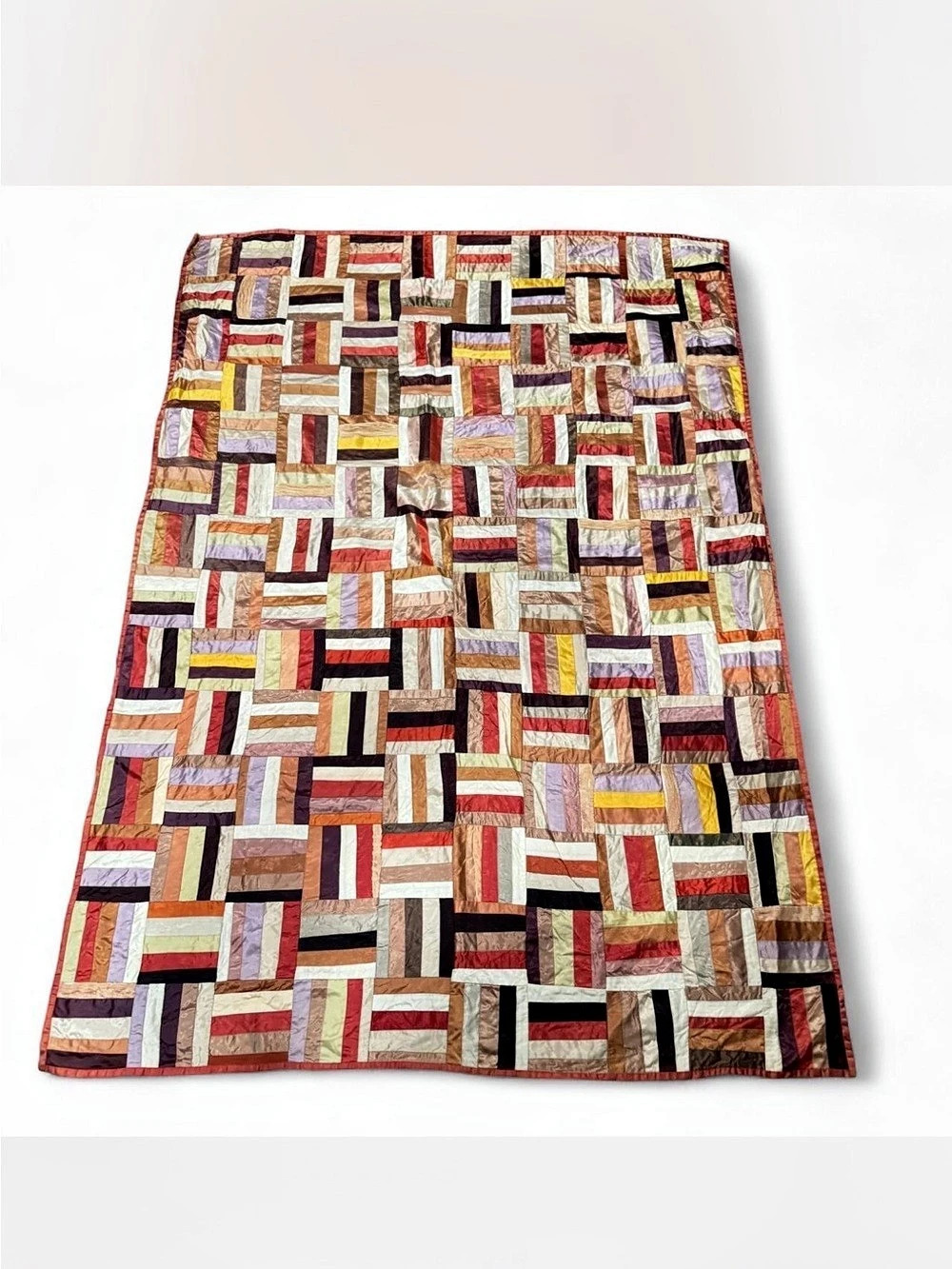 Multicolor & Black Geometric Patchwork Quilt